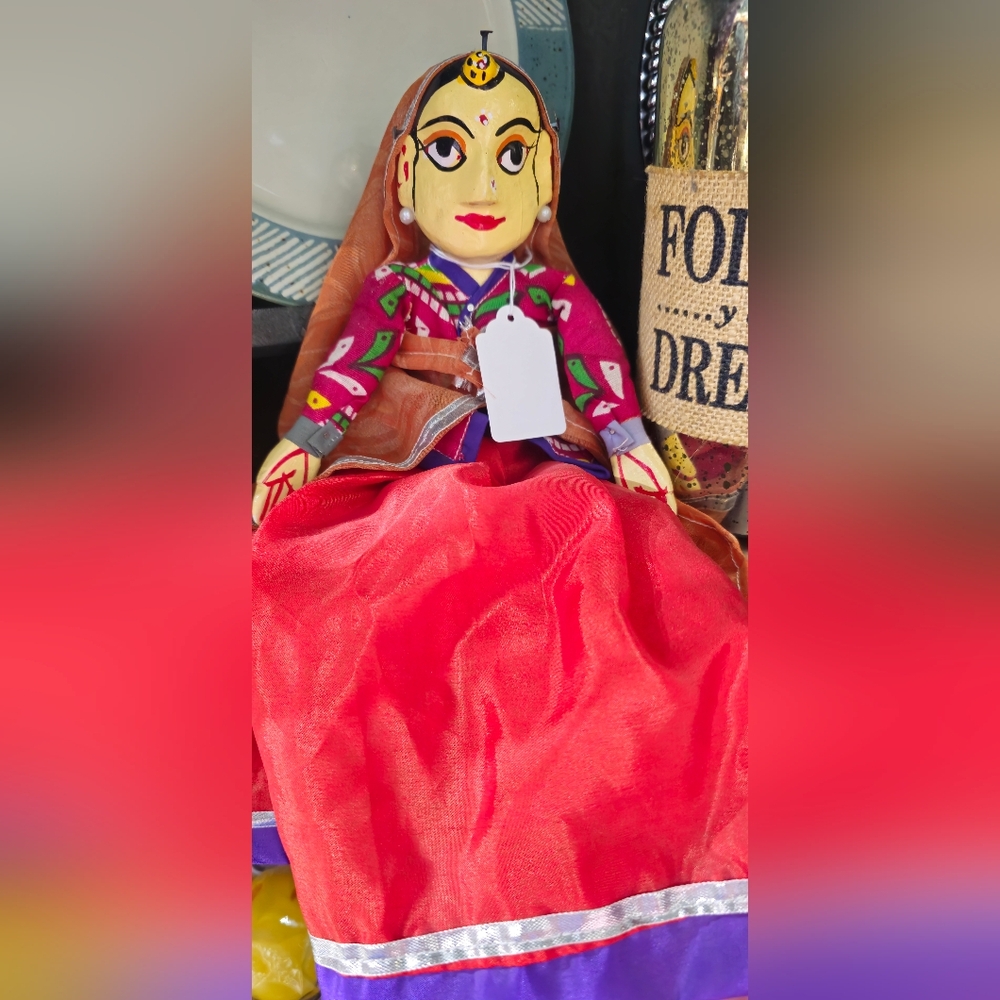 Handcrafted Traditional Doll with Red Dress